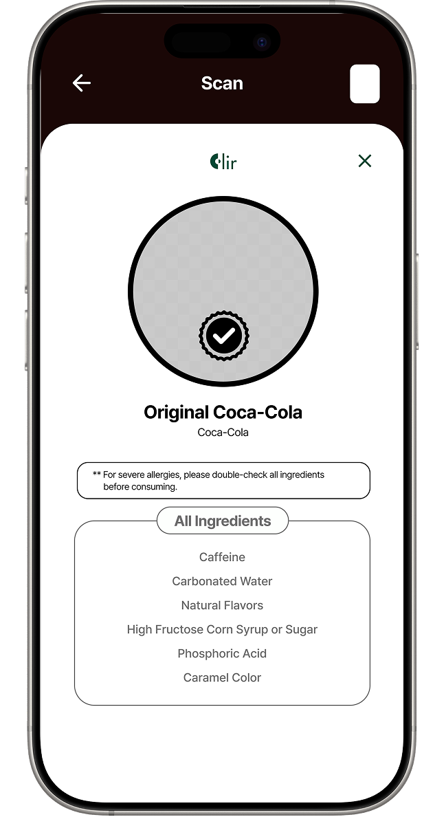 Barcode result wireframe